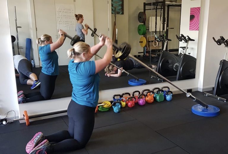Women training in studio